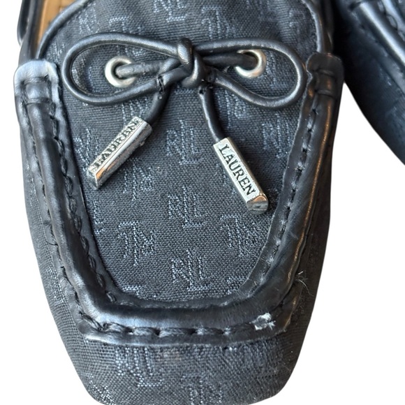 Ralph Lauren Black Loafers Penny Flats Logo Womens Size 7M - Picture 9 of 10
